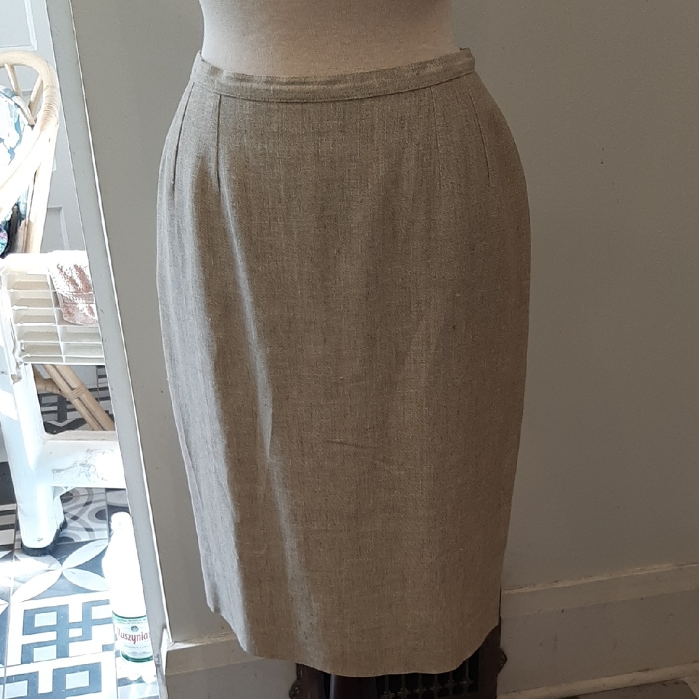 Vintage SYNONYME Georges RECH OAT LINEN Pencil SKIRT MADE IN FRANCE SZ 40 8